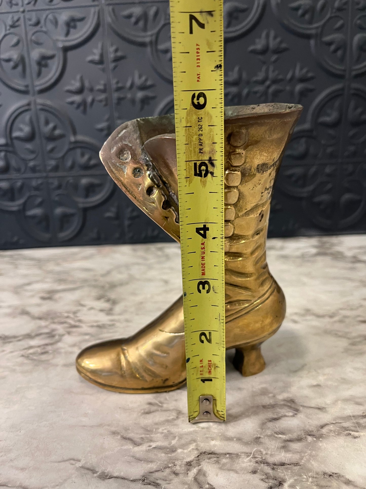 Cast Brass Shoe Vase Small