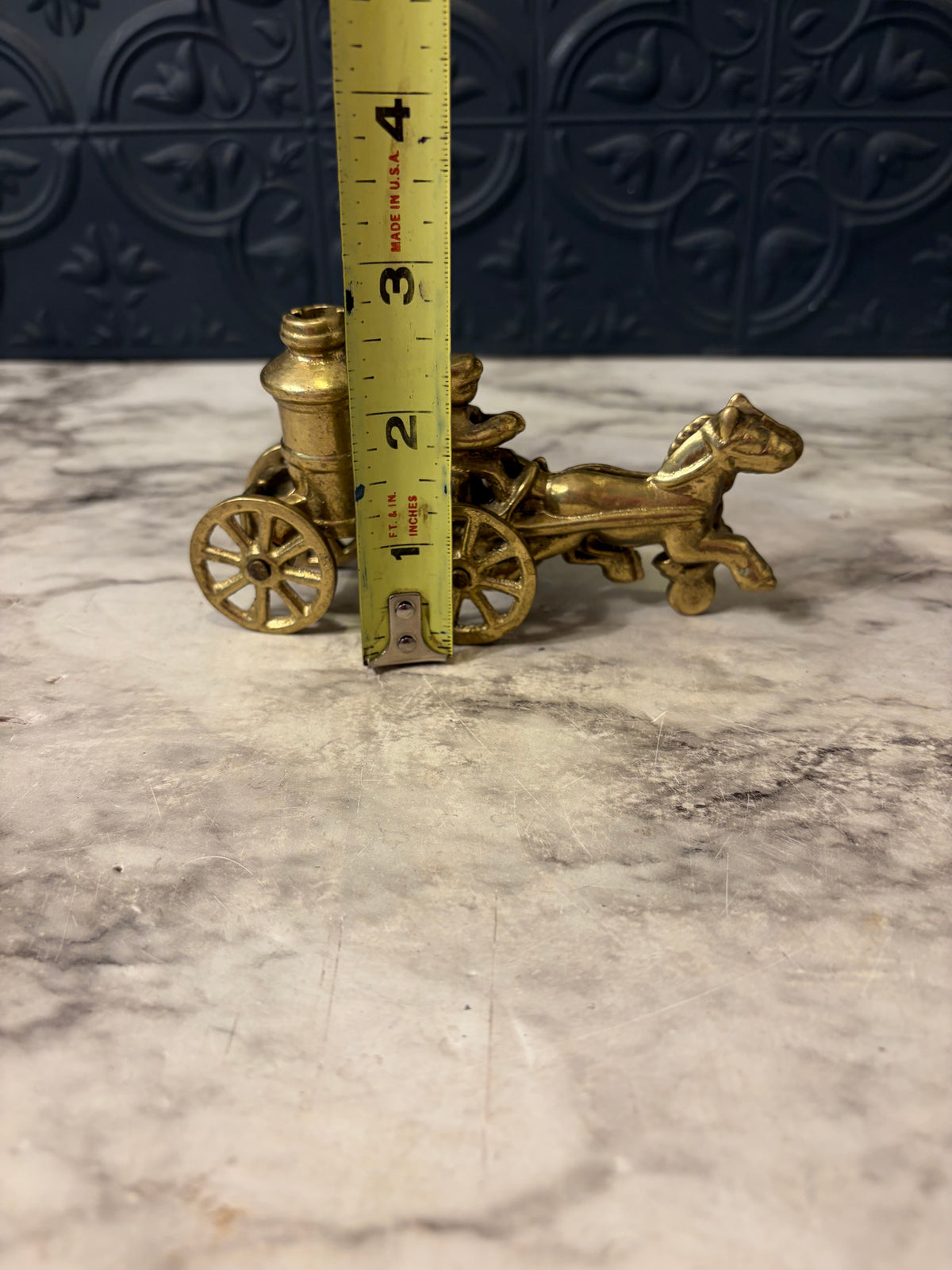Brass Horse and Carriage with Fire Pump