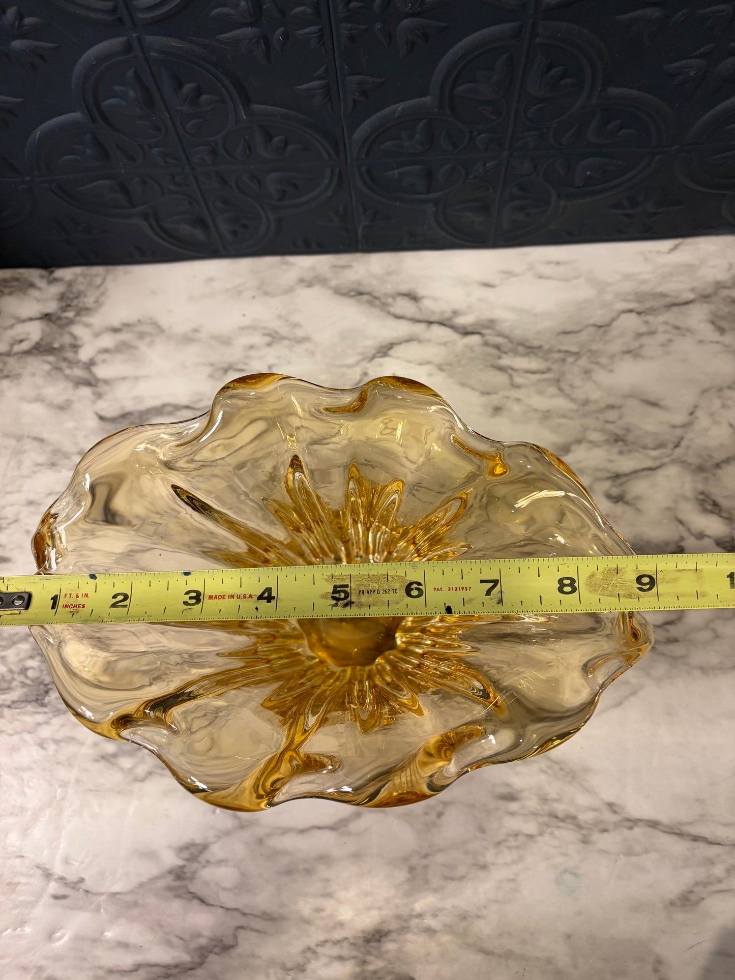 Tulip Shape Amber Art Glass Vase