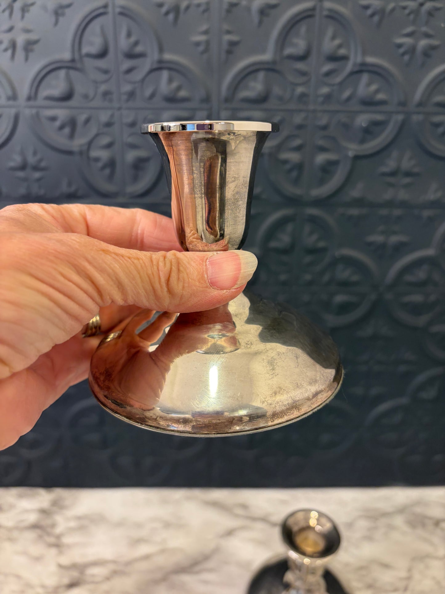 Silver Plate Candle Stick set of 2  4"