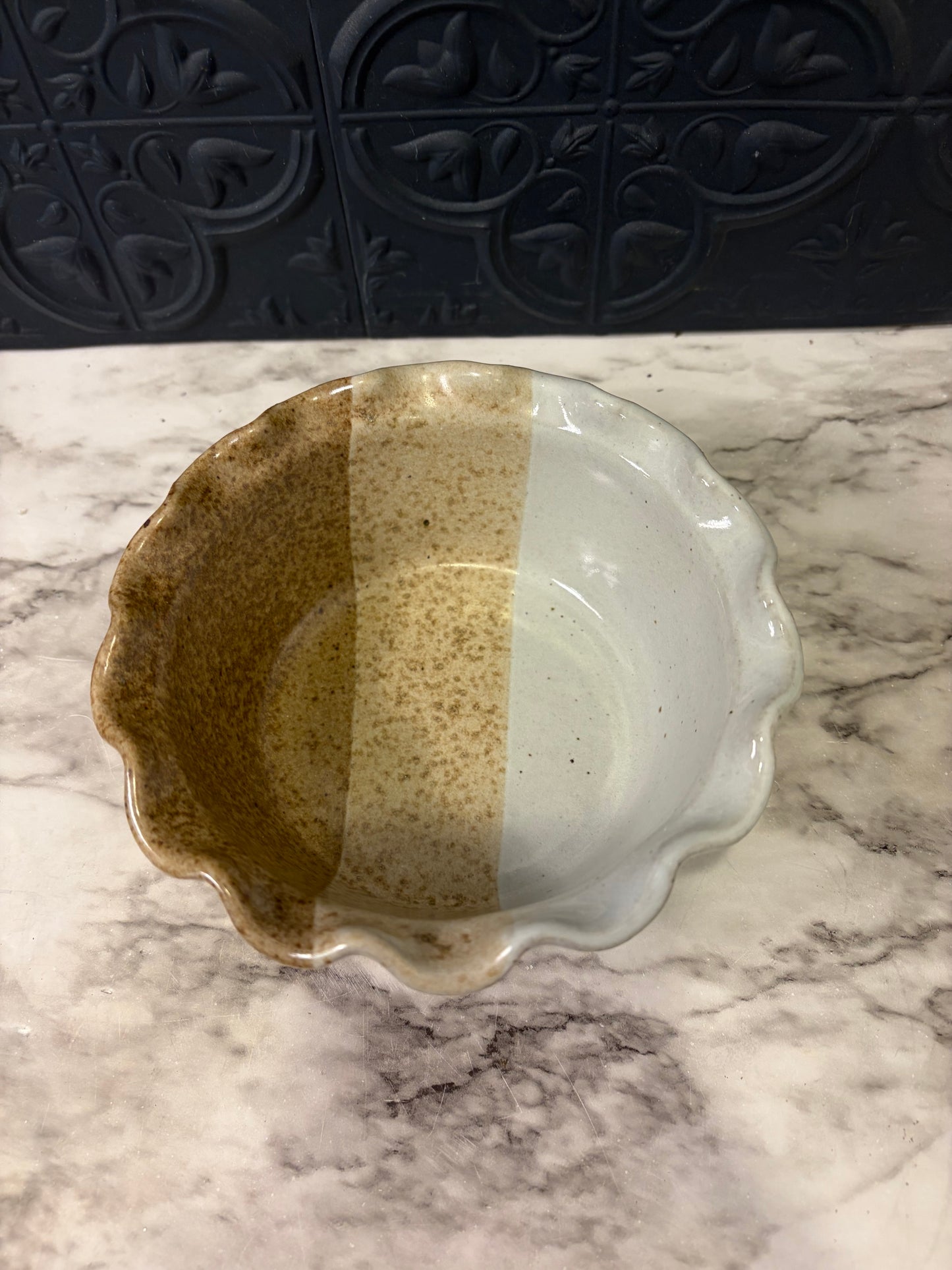 Born to Earth Pottery Dish with Ruffle Top