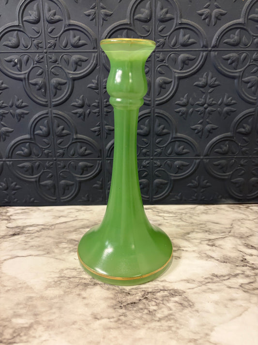 Jade Green Candle Holder 9"