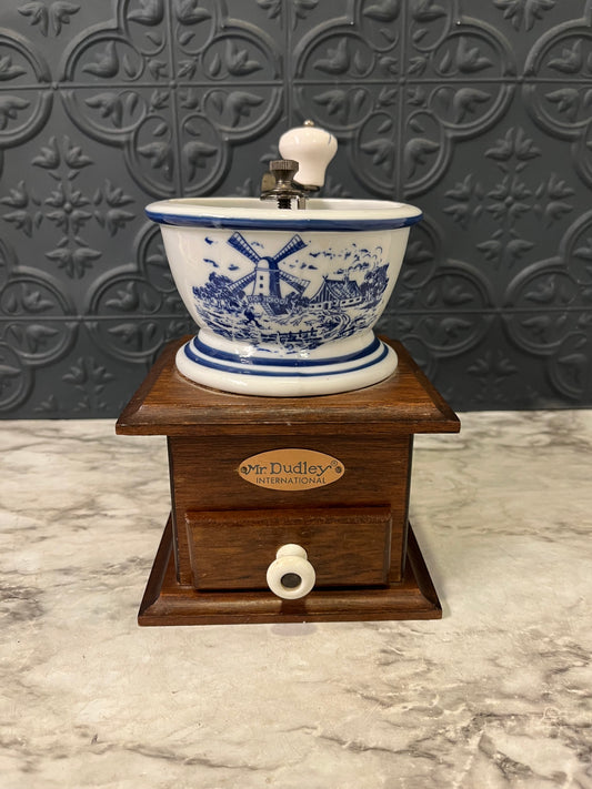 Mr Dudley Coffee Grinder with Blue and White