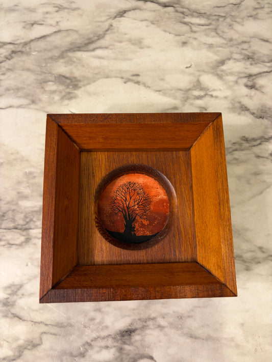 Orange Silhouette Painting of Tree
