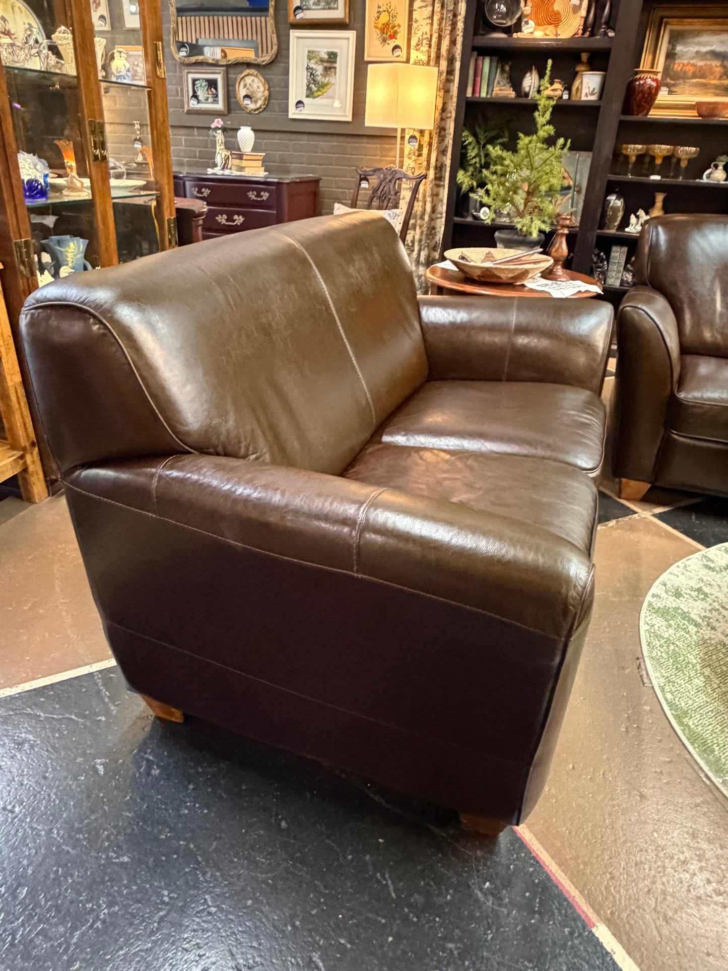 Natuzzi Brown Leather Loveseat