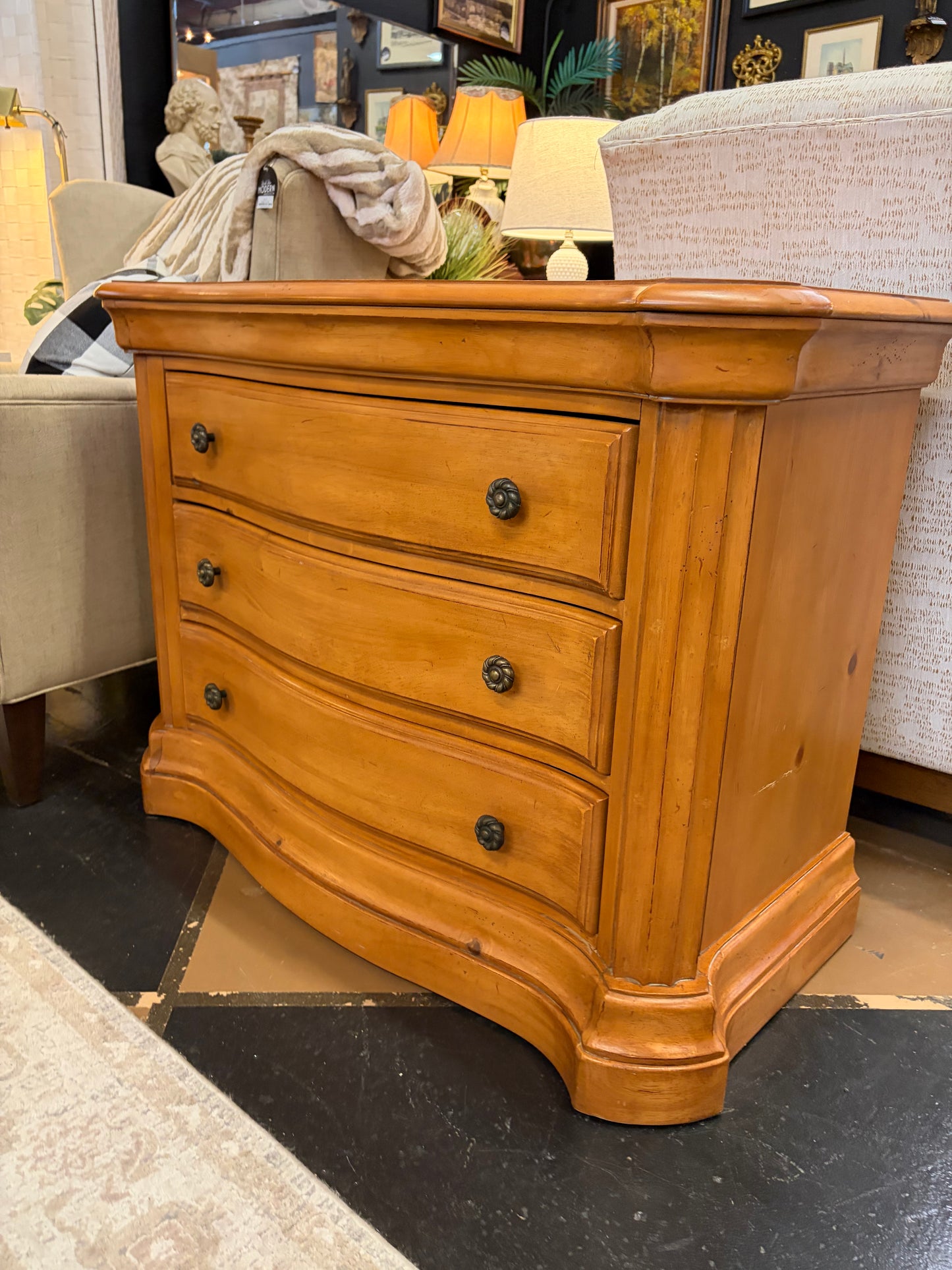 Three Drawer Light Pine Finished Dresser