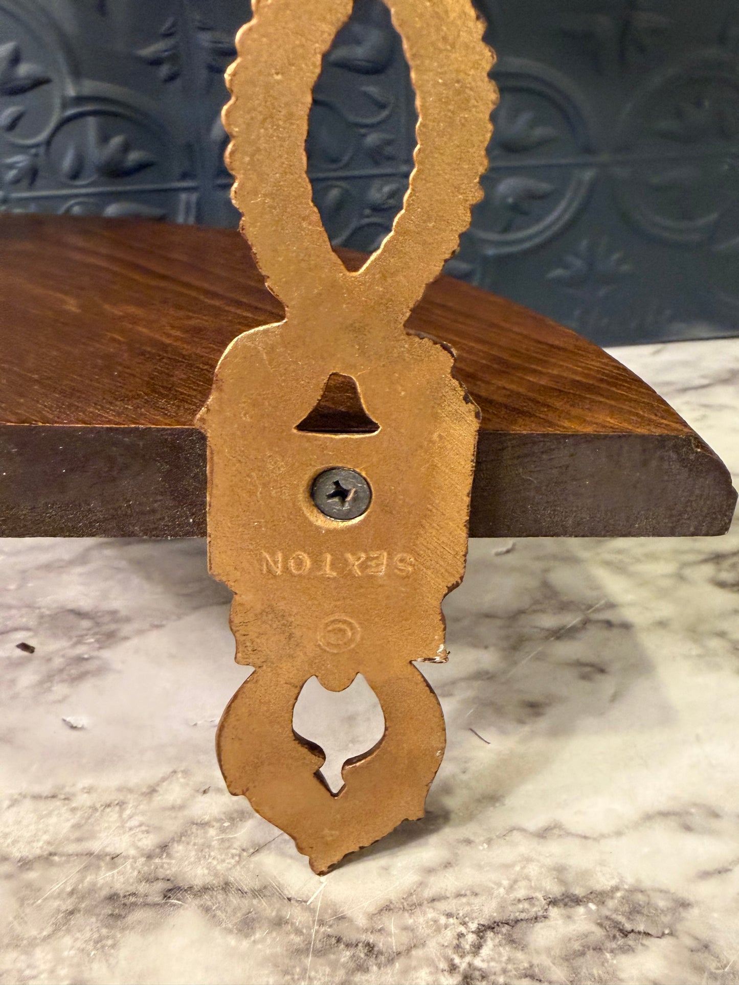 Sexton Wood and Gold Triple Corner Shelf