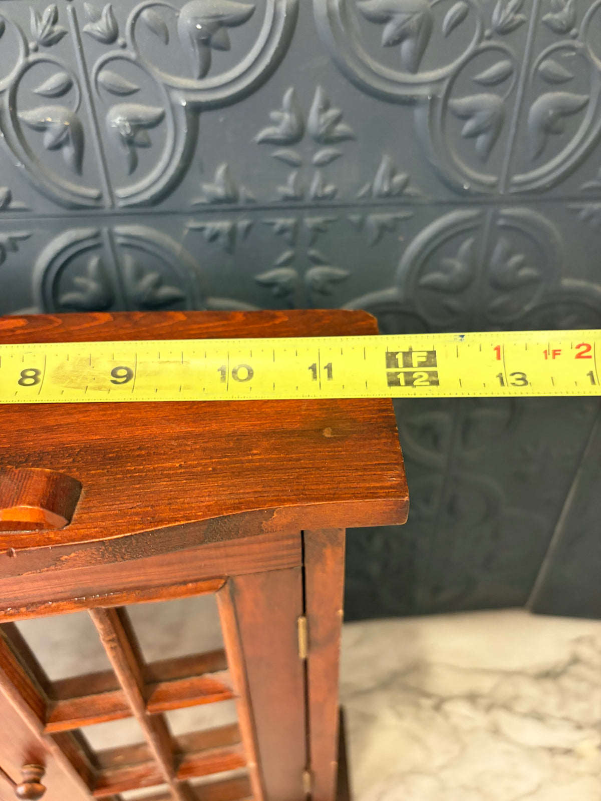 Small Hanging Dark Wood Cabinet Vintage