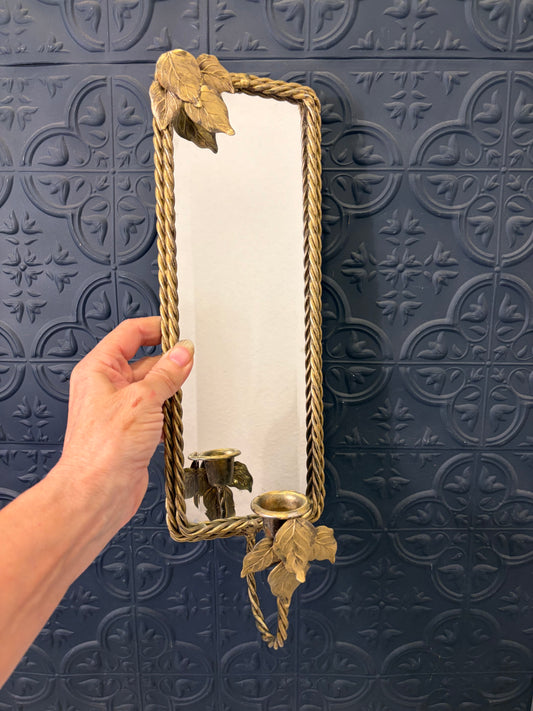 Mirror Sconce with Twisted Rope Feature and Leaves