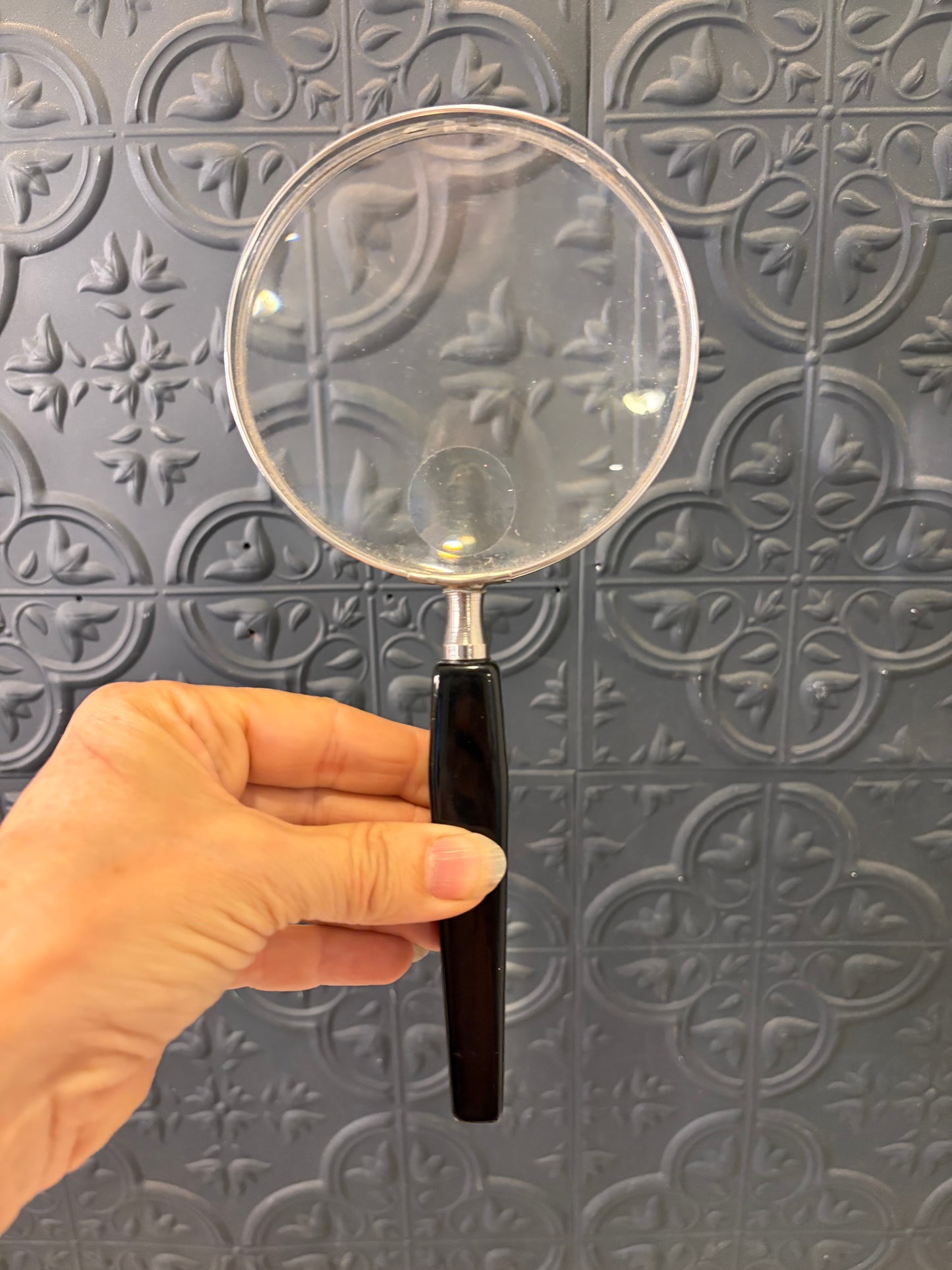 Handheld Magnifying Glass with Black Handle