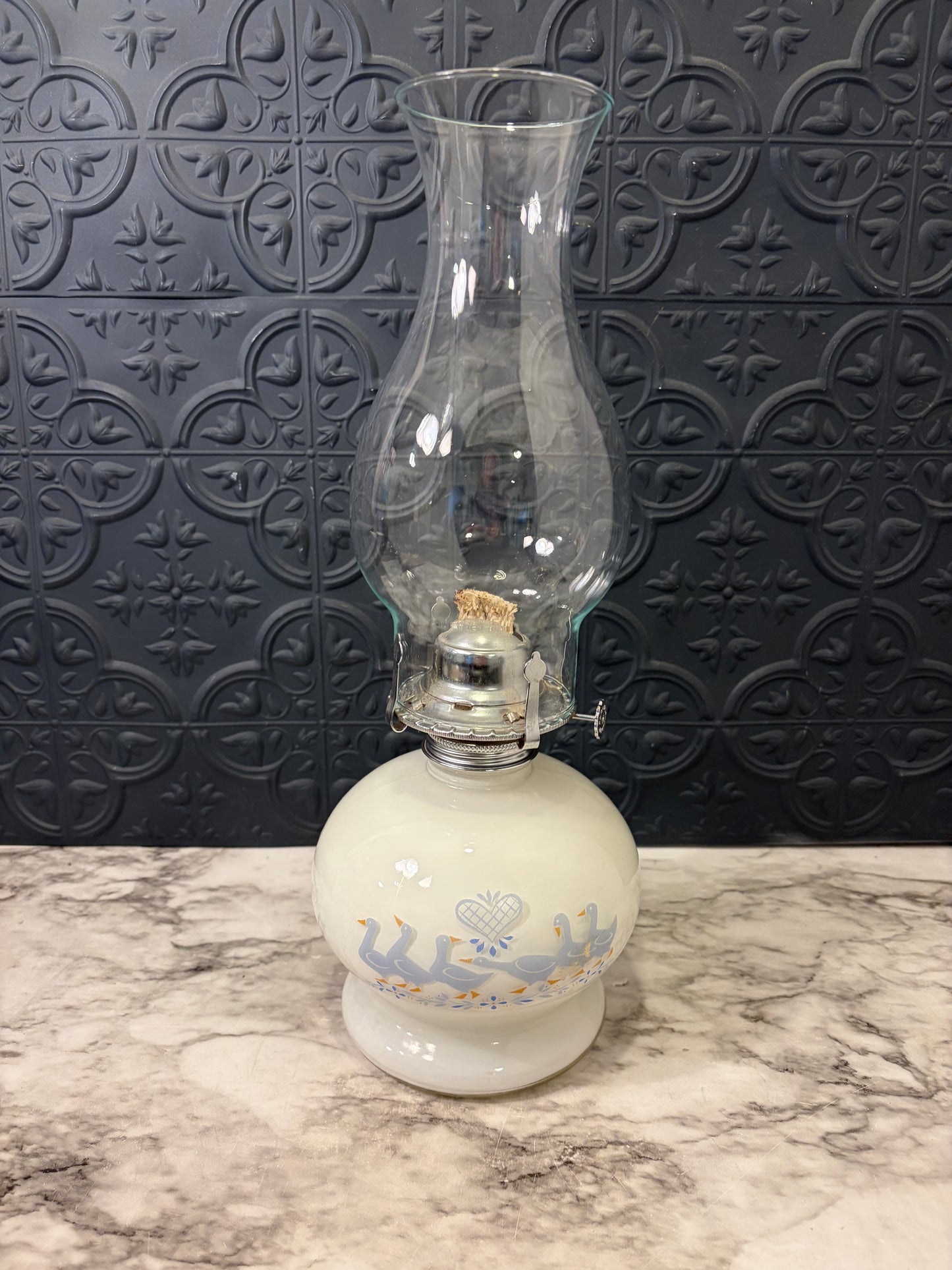 Blue Geese Oil Lamp