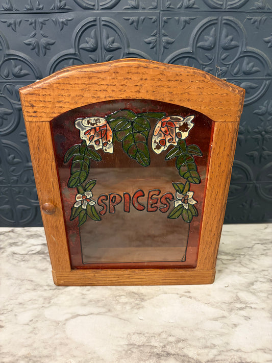 Small Spice Cabinet Faux Stained Glass