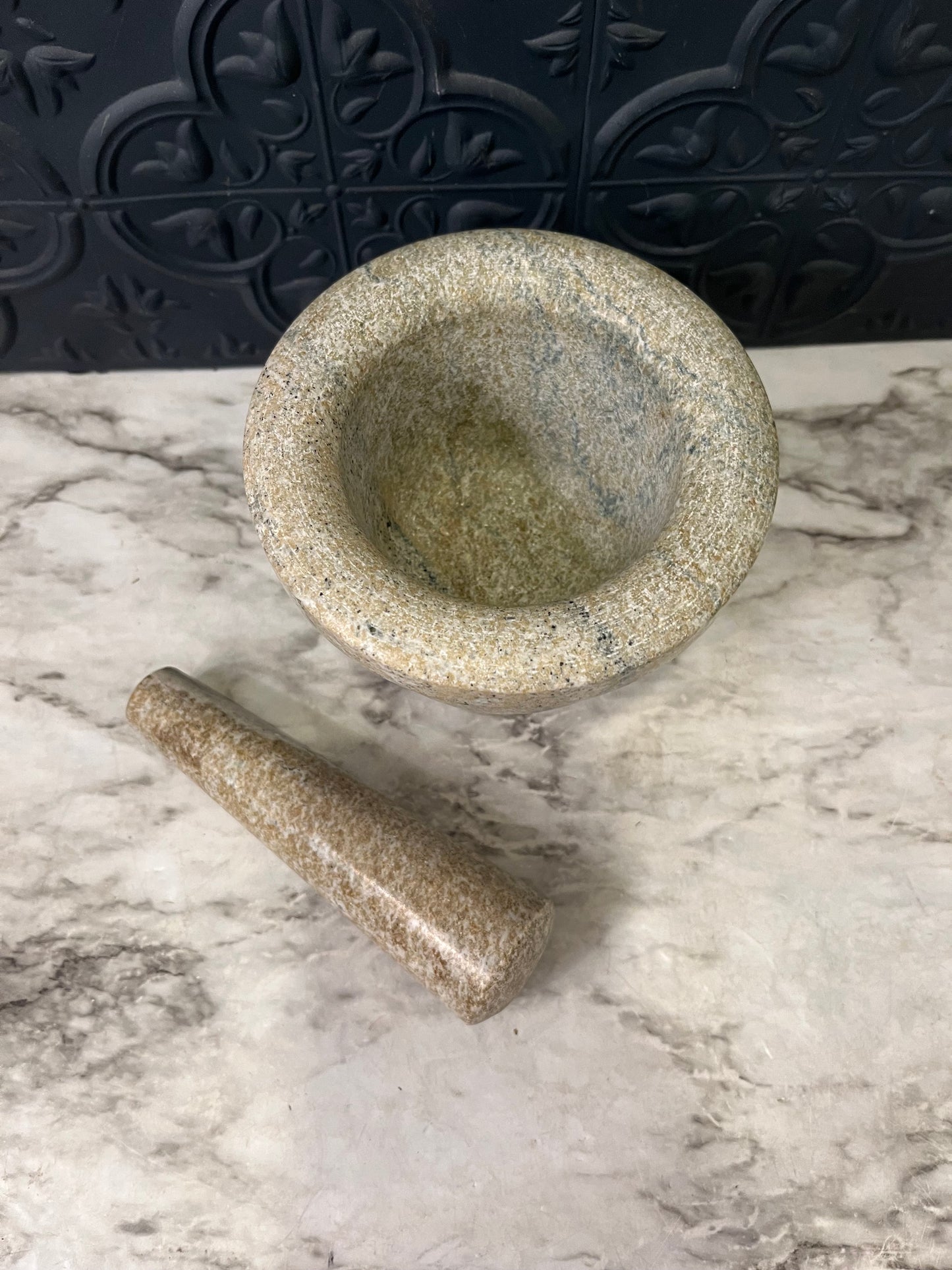 Stone Mortar and Pestle Tan 4.25"