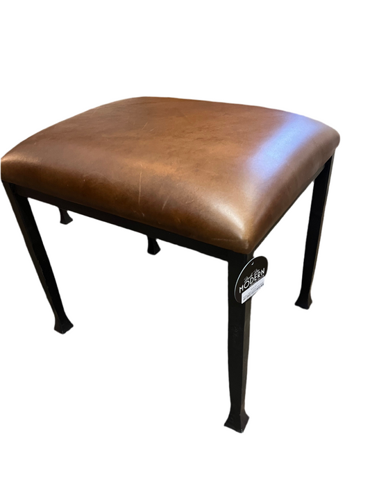 Pottery Barn Leather and Metal Stool/Ottoman