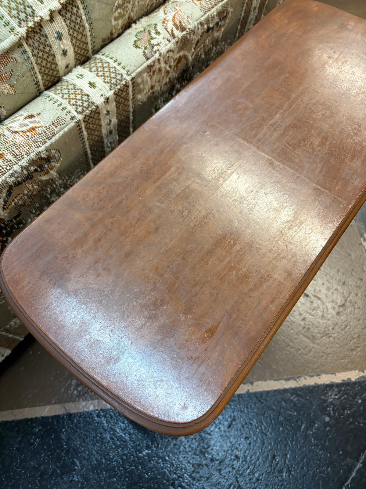 Vintage Rectangle Wood Table with Book ledge