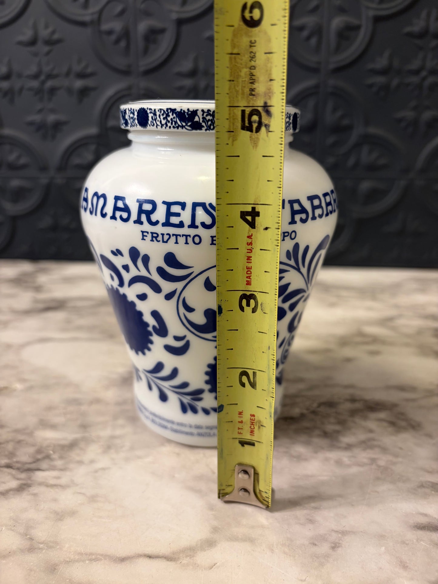 Blue and White Fruit Jar