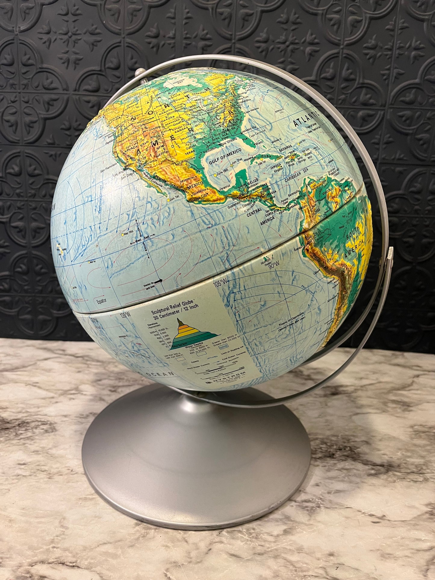 Vintage Sculptural Relief Globe