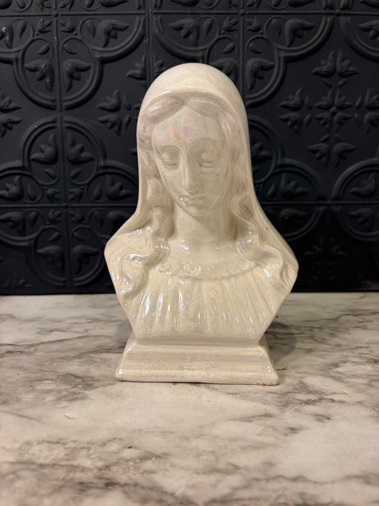White Glazed Ceramic Madonna Bust