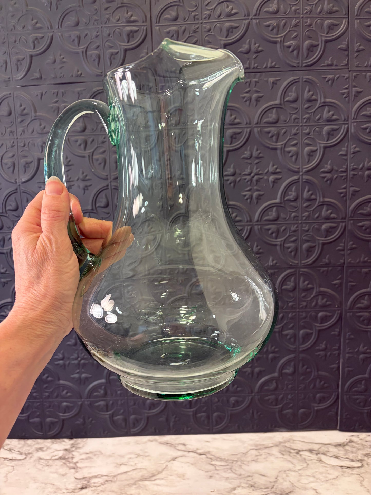 Aqua Blue Glass Pitcher