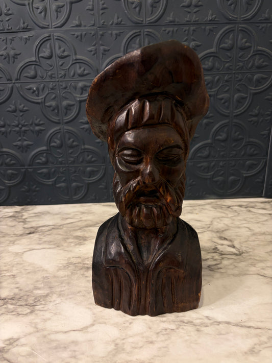 Wood Carved Head of Bearded Man