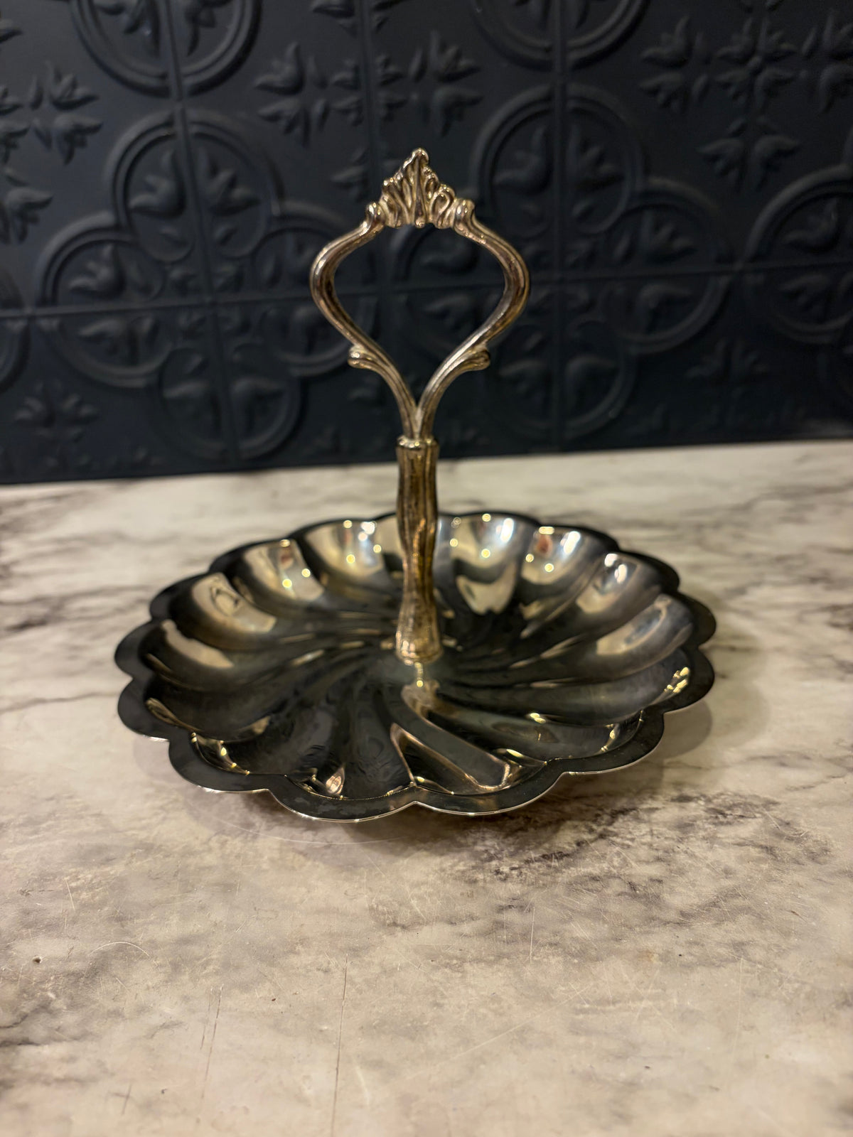 Silver Plate Small Candy Dish with Handle