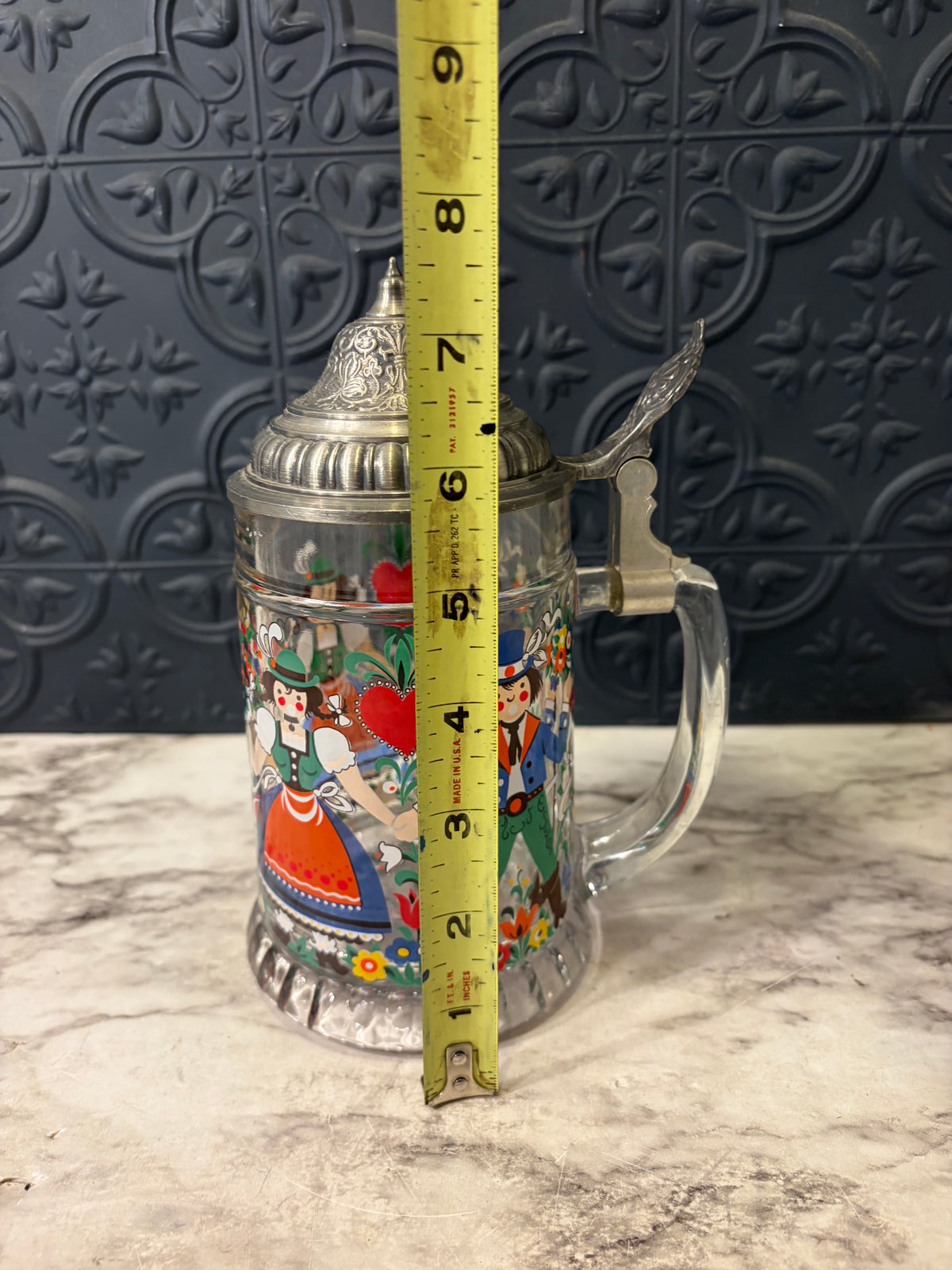 Vintage German Stein with Pewter lid