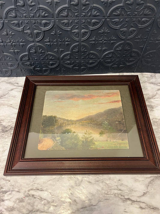 Framed Landscape Painting on Board