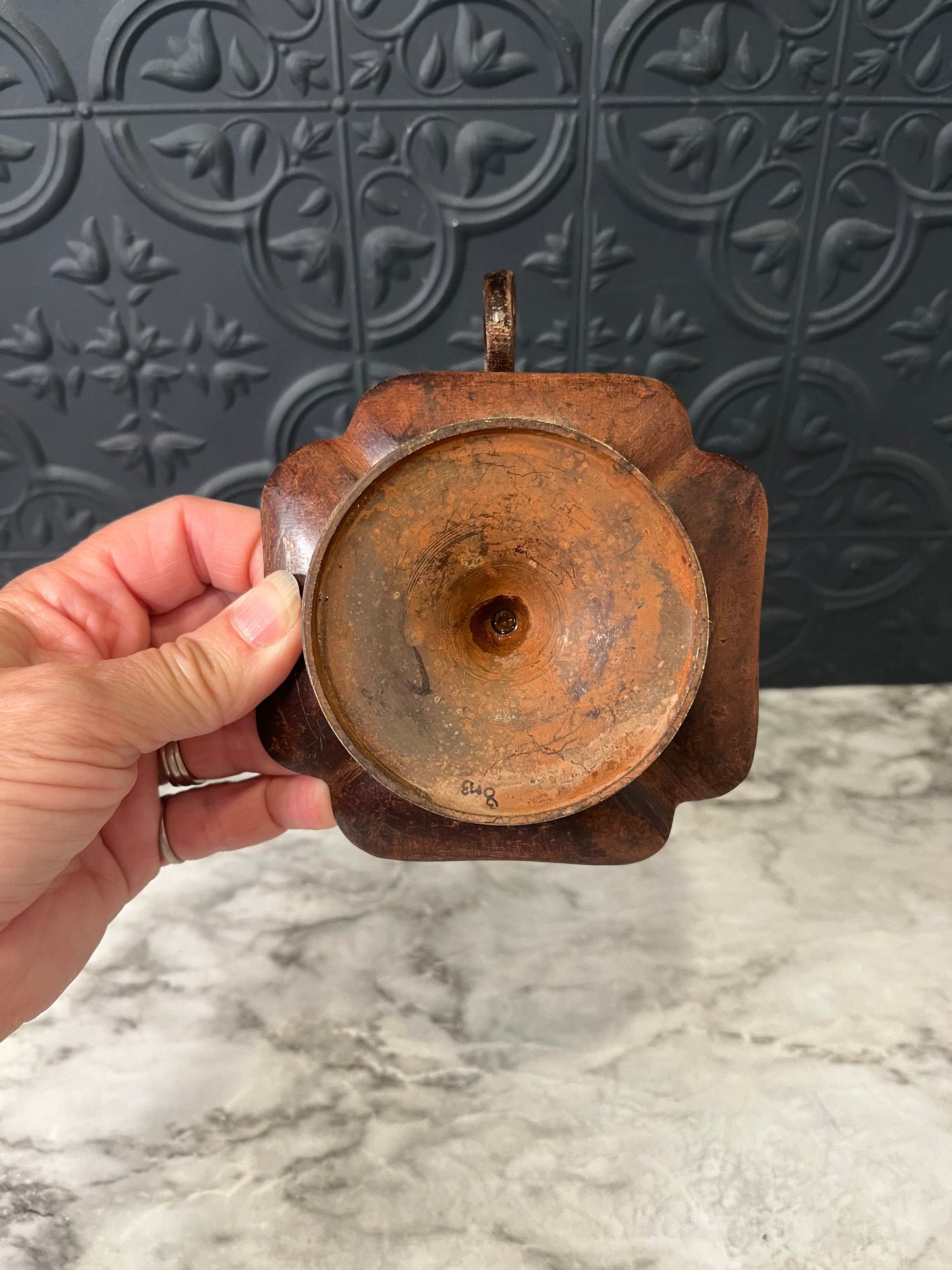 Brown Metal Flower Candle Holder