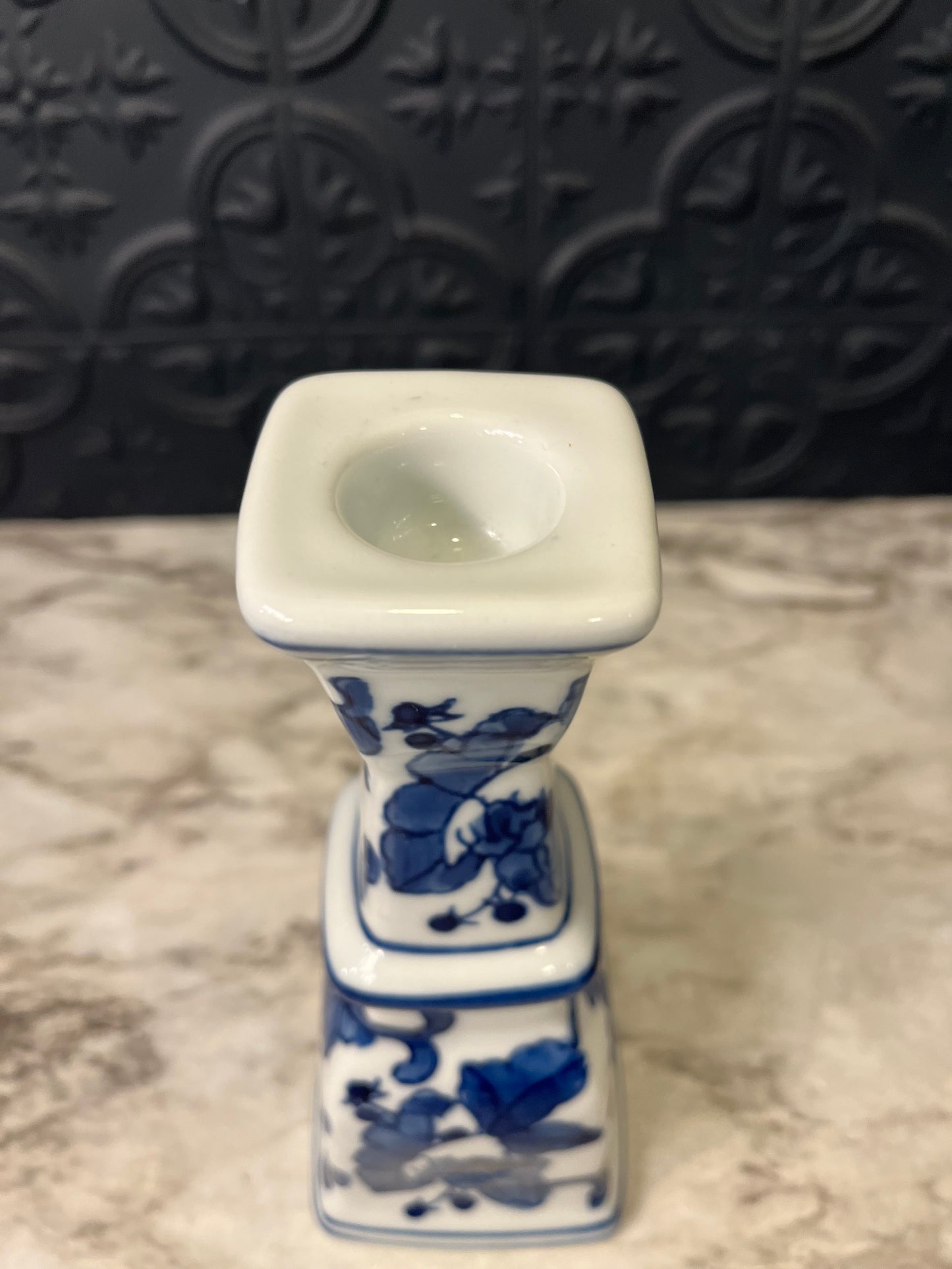 Silverstri Blue and White Candle Holder 7"