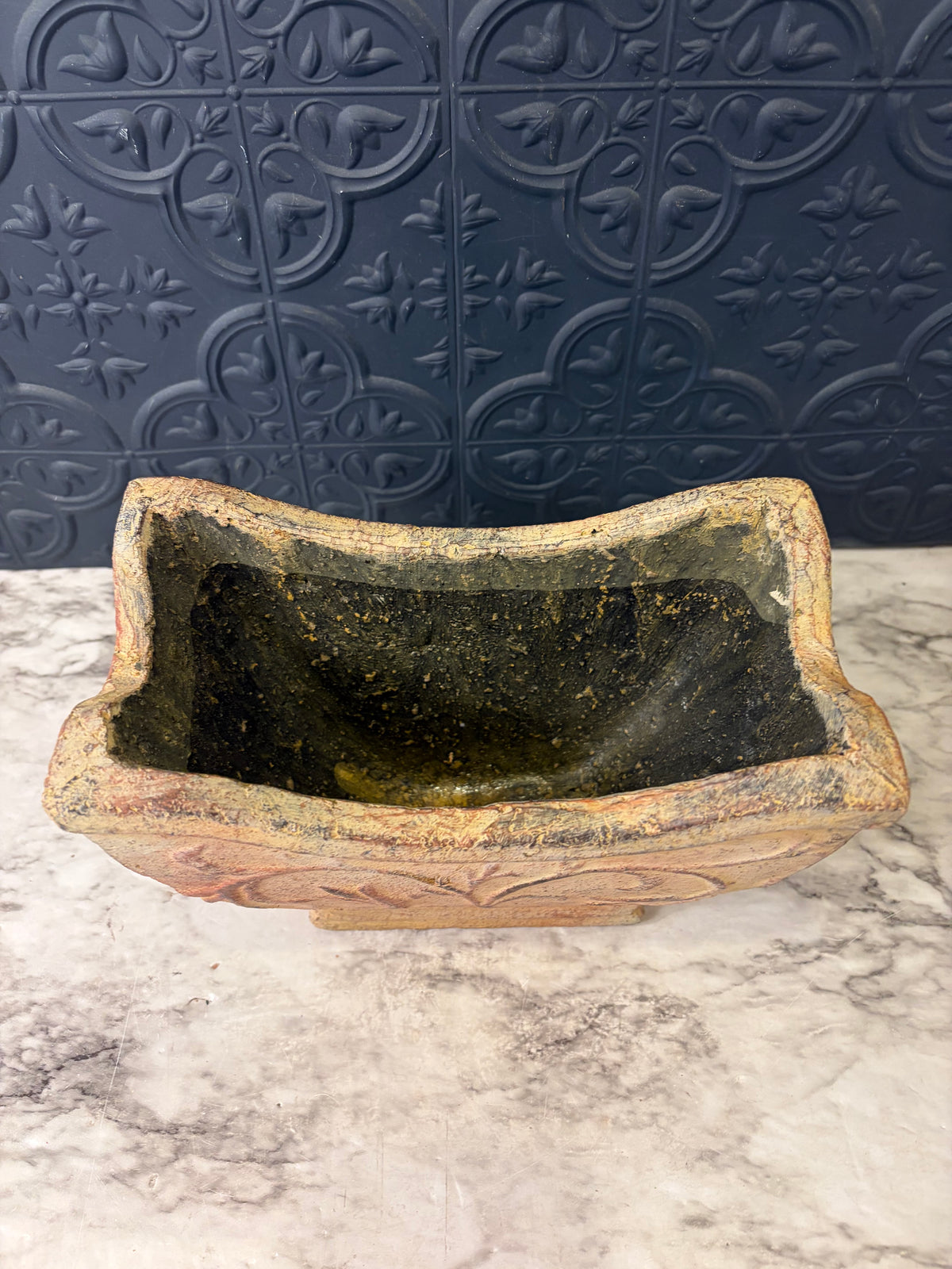 Concrete Planter with Scroll Design