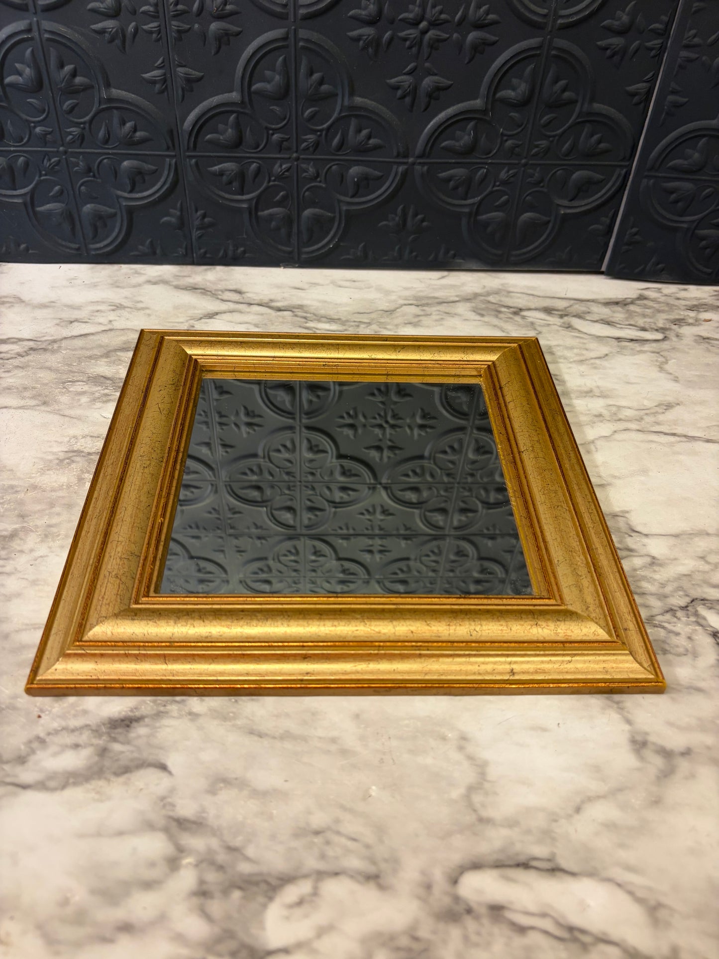 9.75" Light Gold Tone Square Mirror
