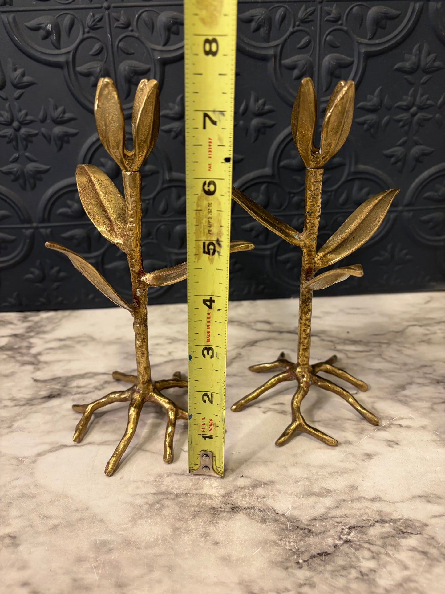 Brass Tulip Candle Holder set of 2