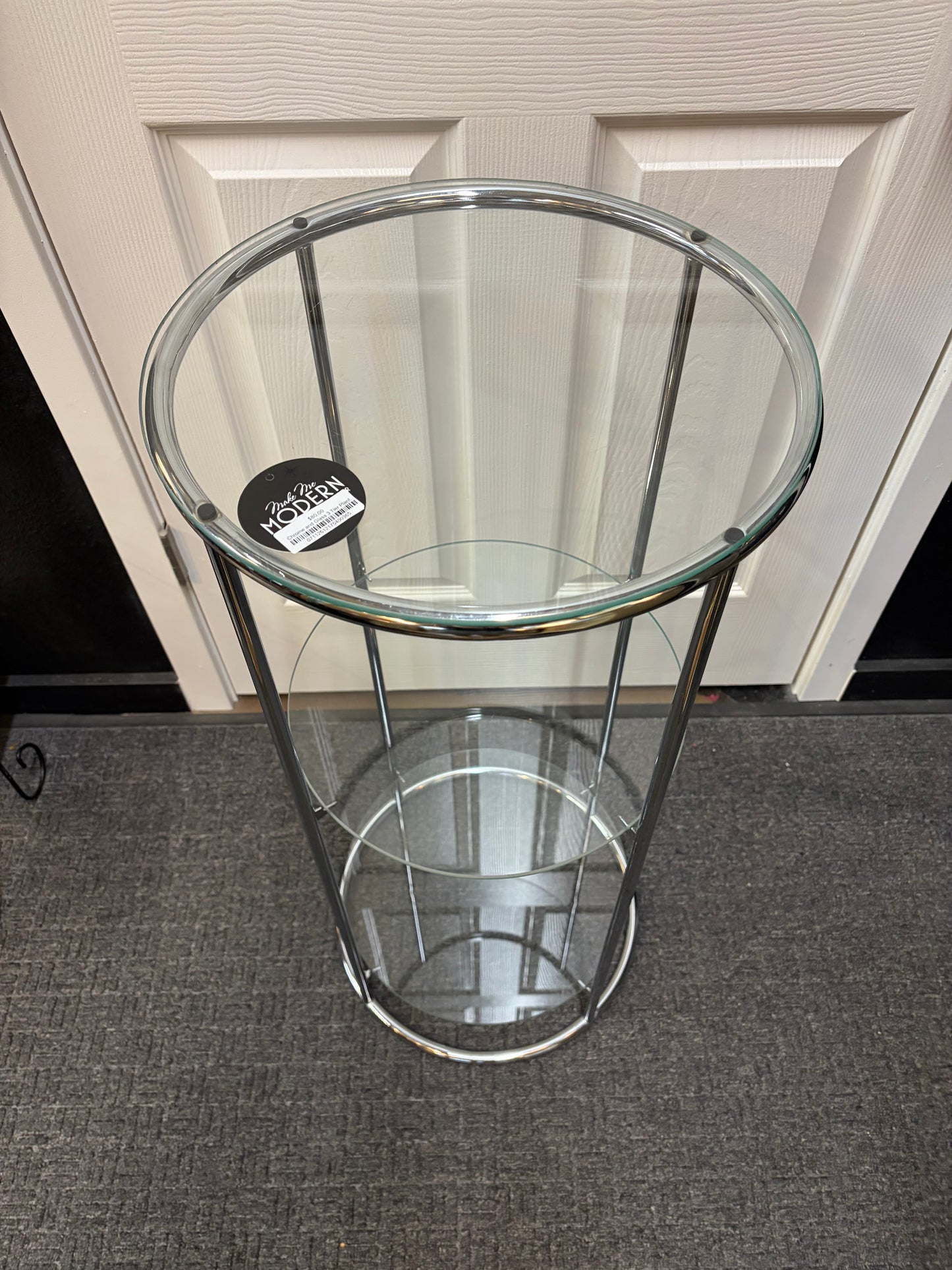 Chrome and Glass 3 Tier Plant Stand