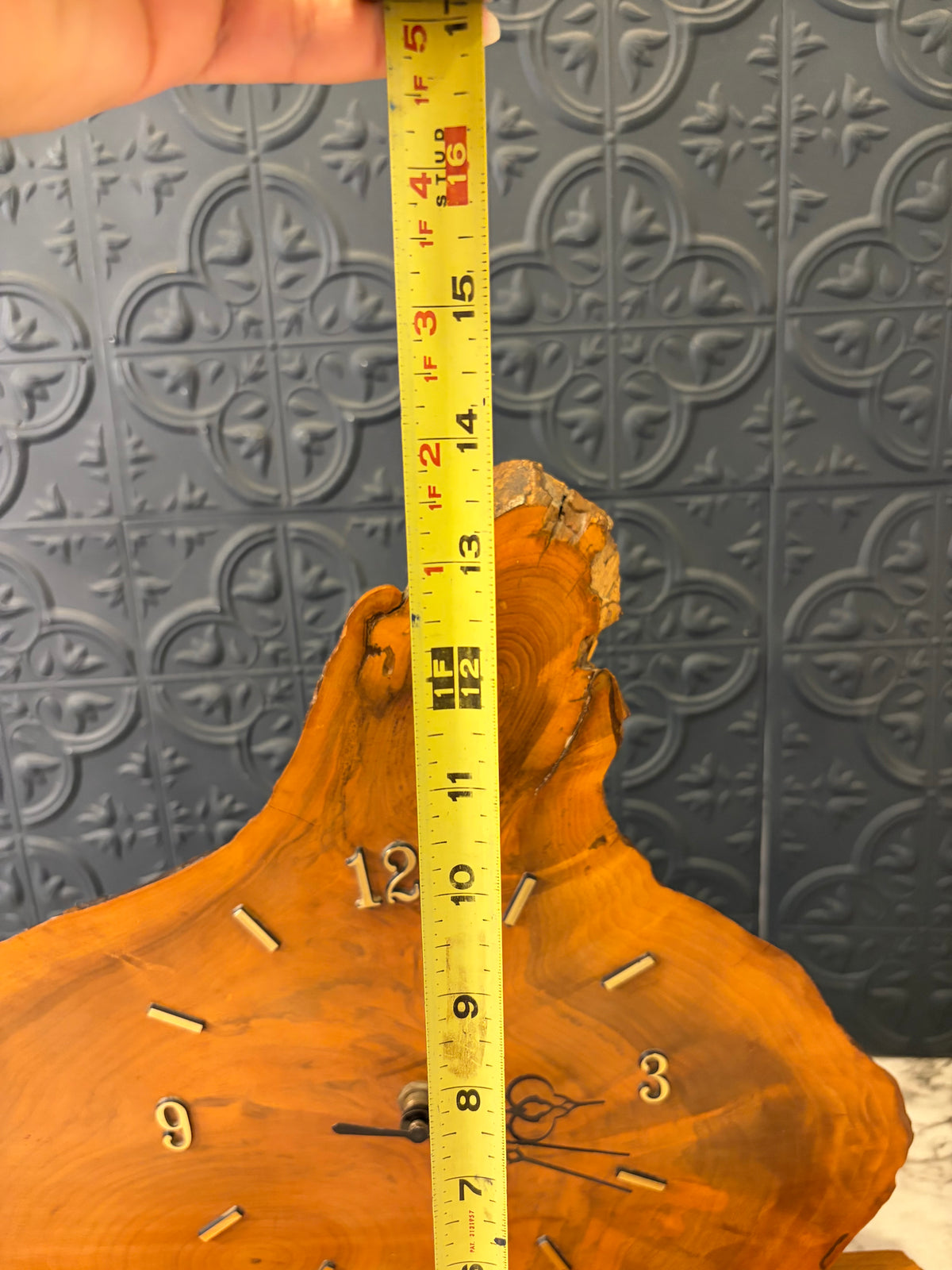 Wood Slab Tabletop Clock