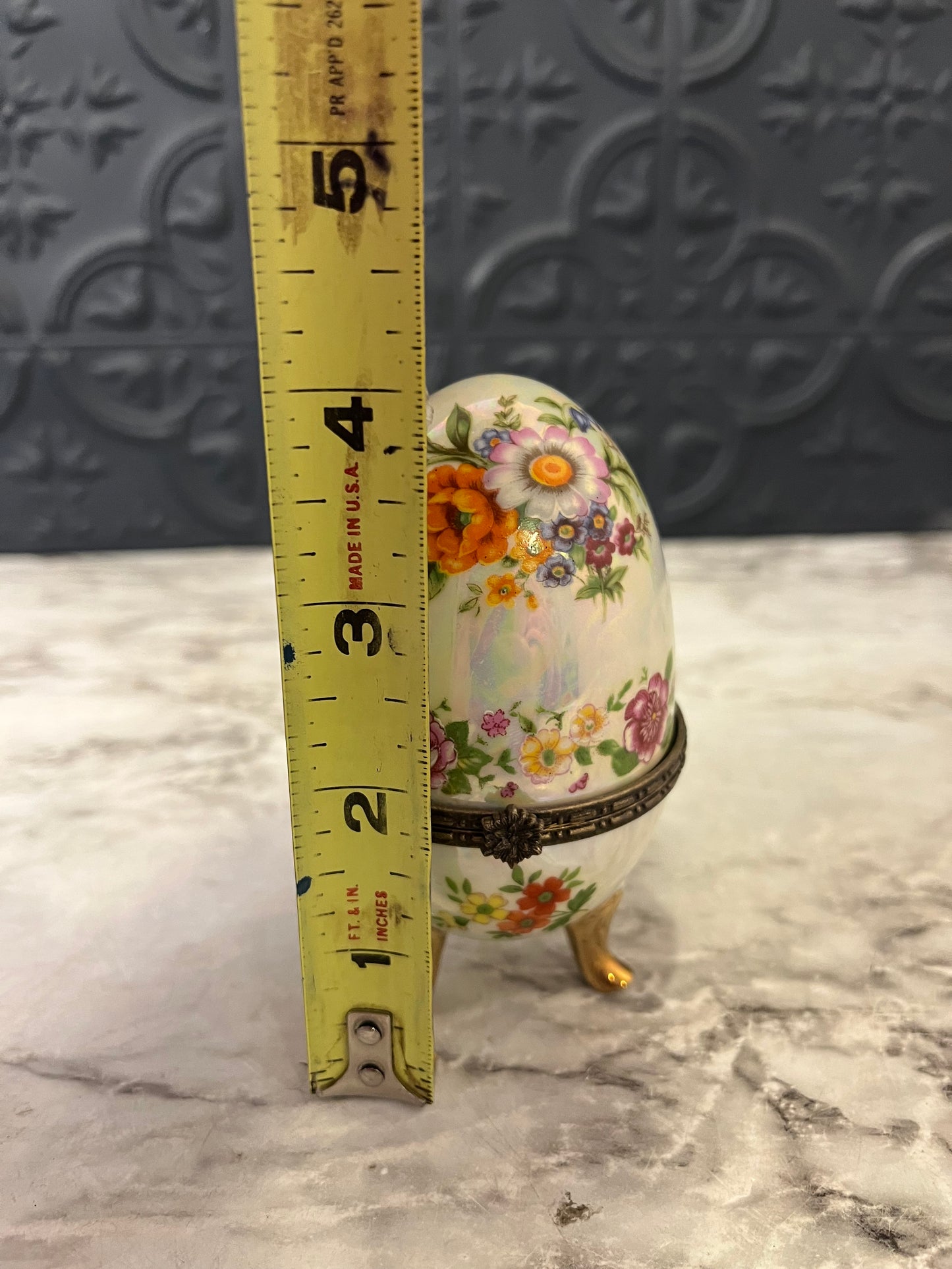 Porcelain Floral Egg Trinket Box