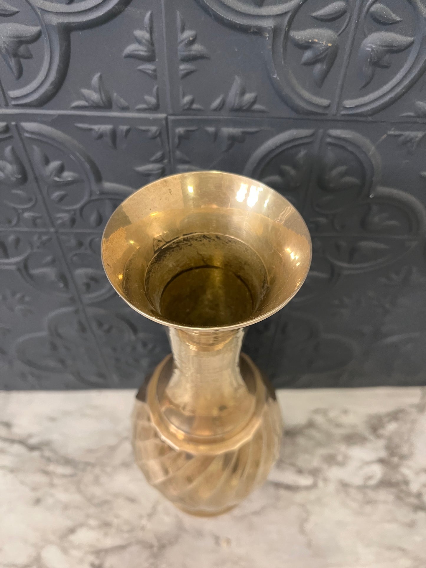 12" Brass vase with Swirl Design