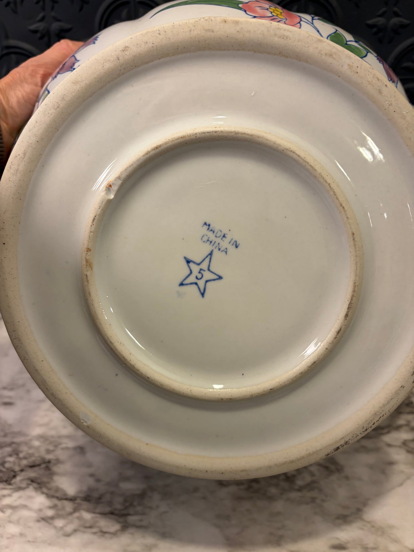 Scallop Blue and White Planter Bowl