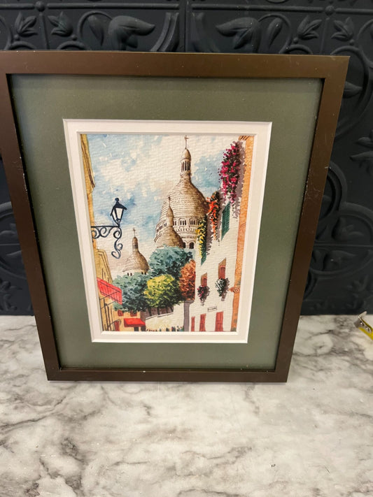 Framed Water Color of Paris