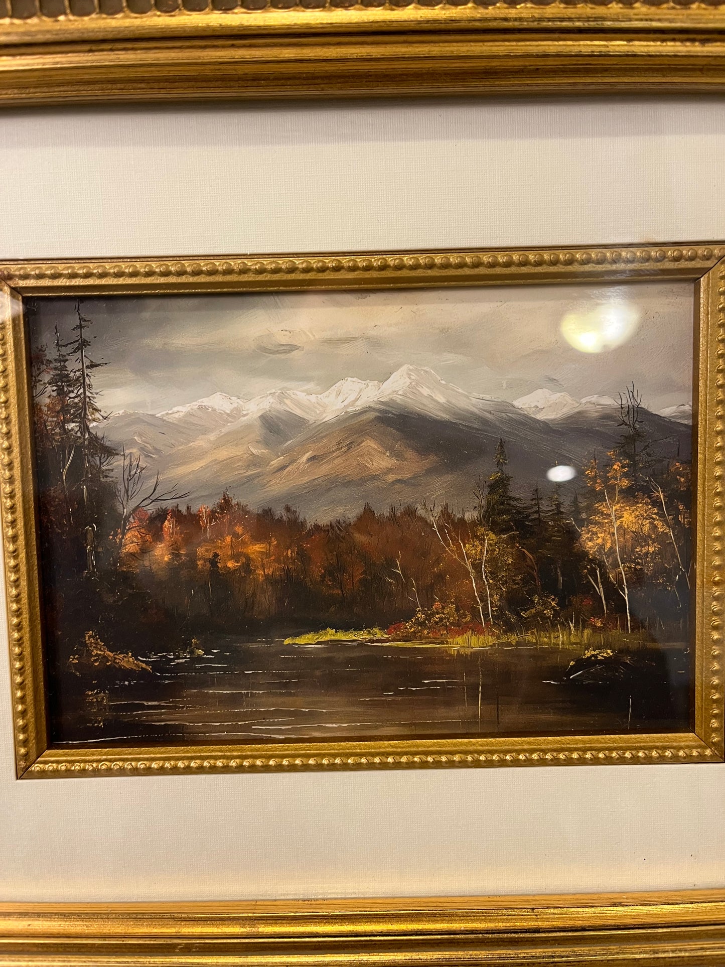 Fall Mountain Range Print in gold tiered frame