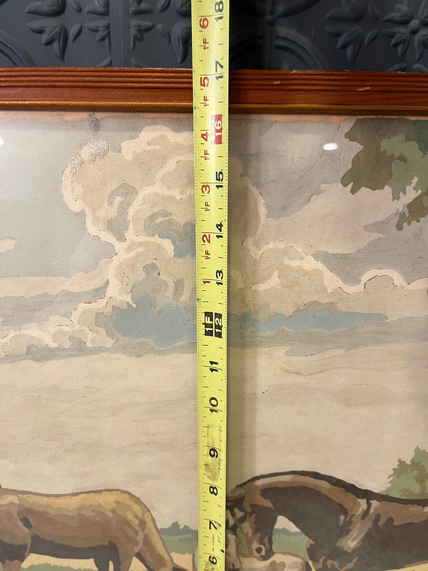 Framed Vintage Paint by Numbers of Horses