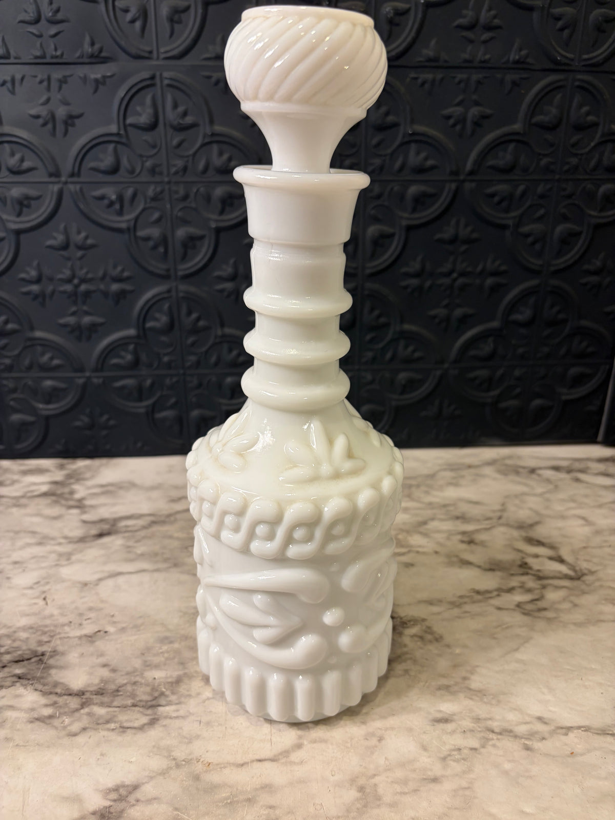 Jim Beam Milk Glass Decanter with Stopper
