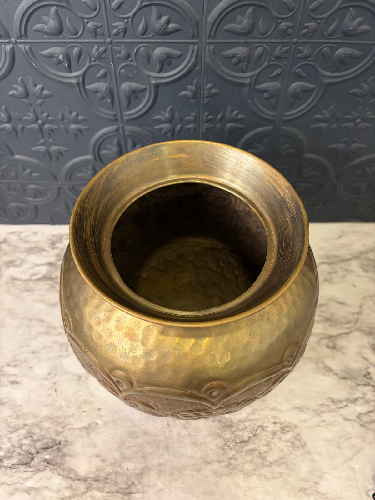 8" Brass Embossed Vase
