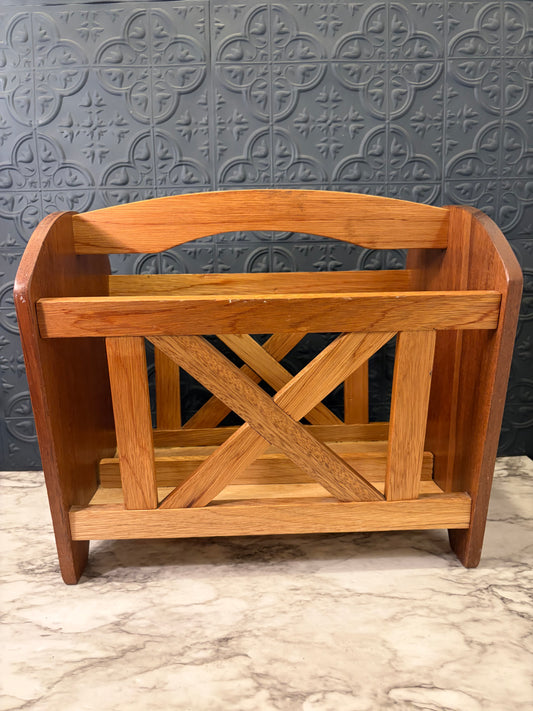 Wood Magazine Rack with X Design