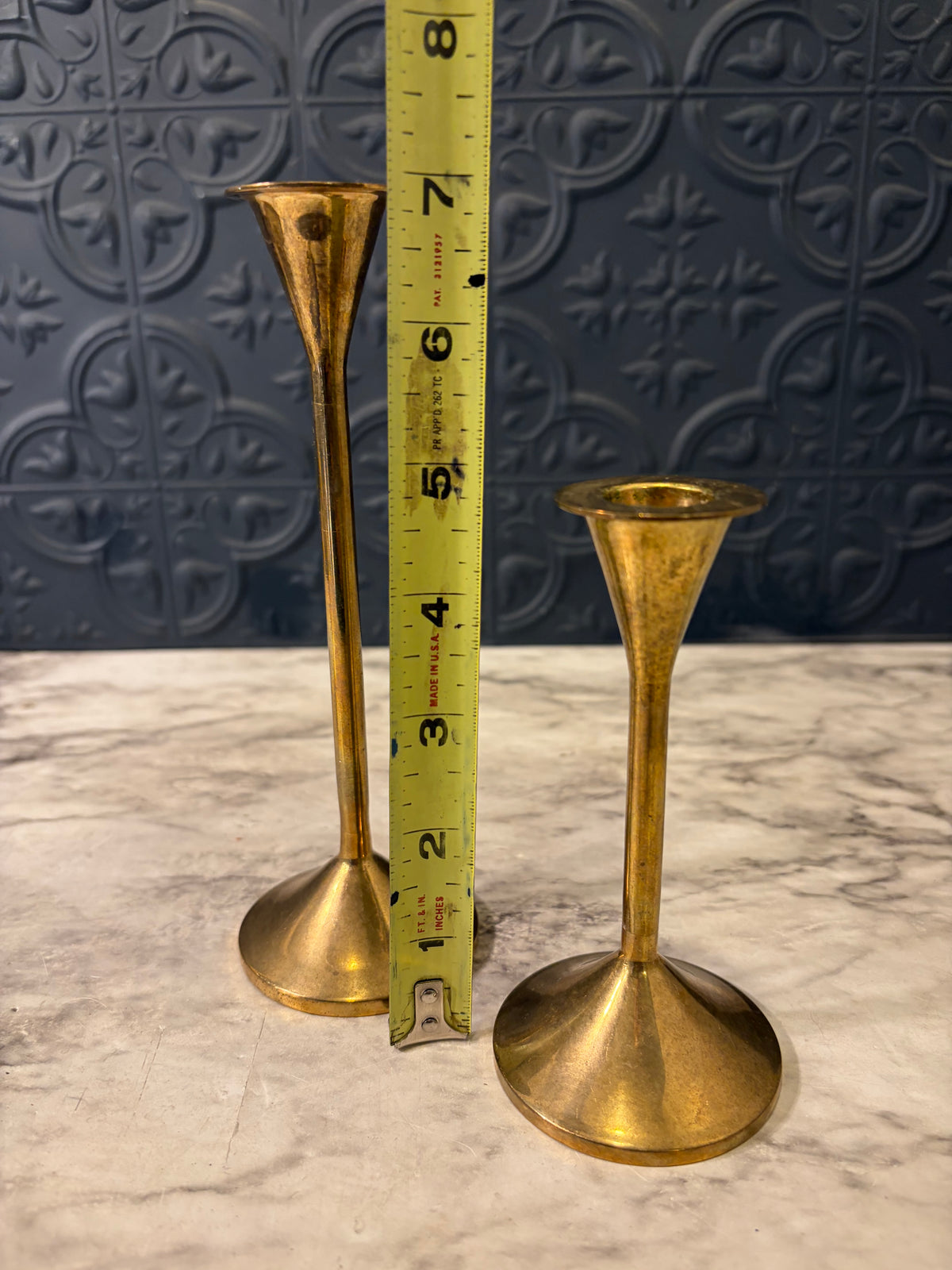Set of 2 Skinny Cone Shape Candlesticks 7/5