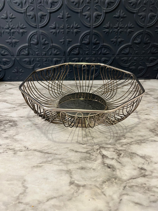 Silver plate octagon wire basket
