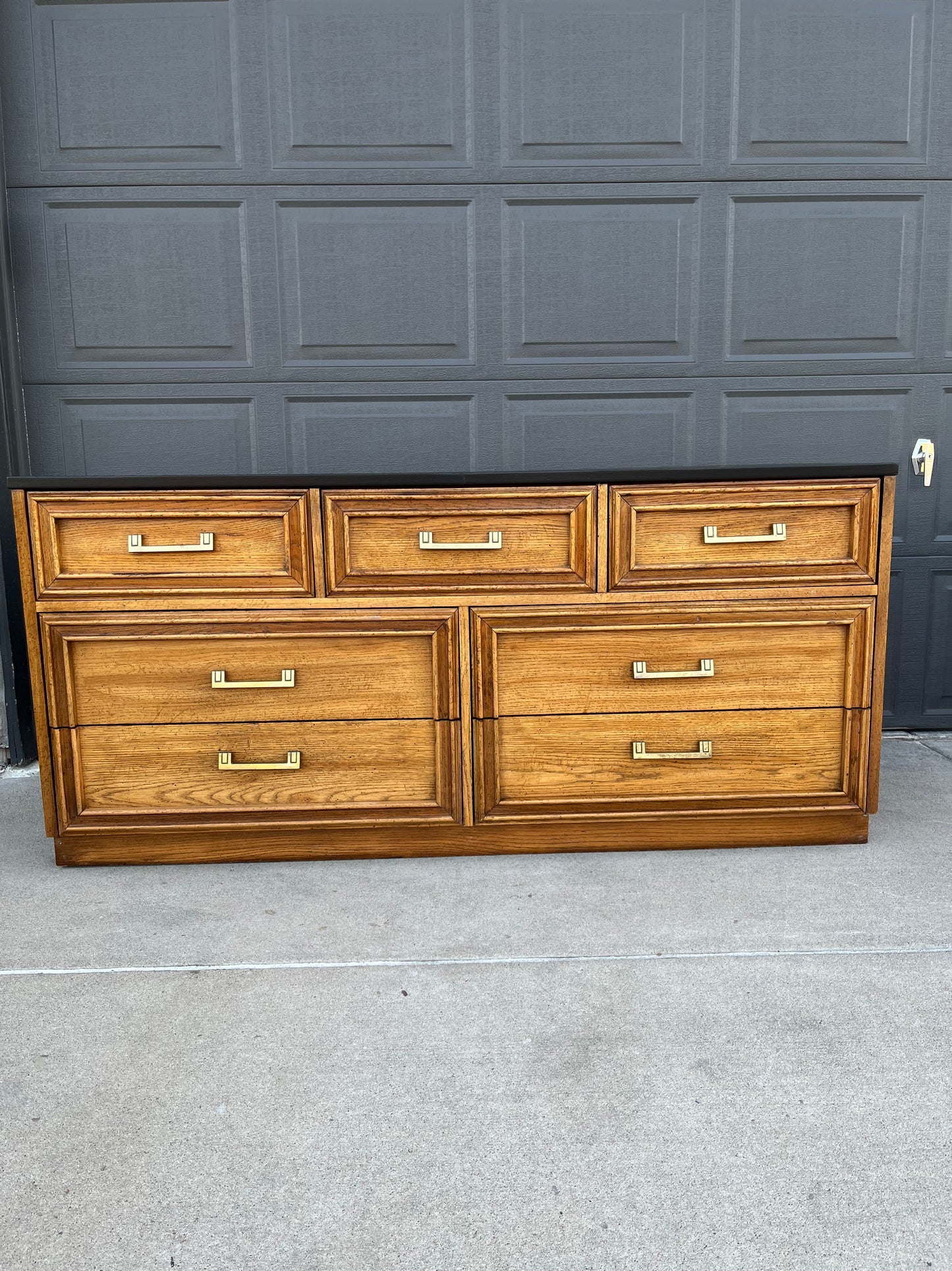 Mid century Style Dresser with Painted Black Top