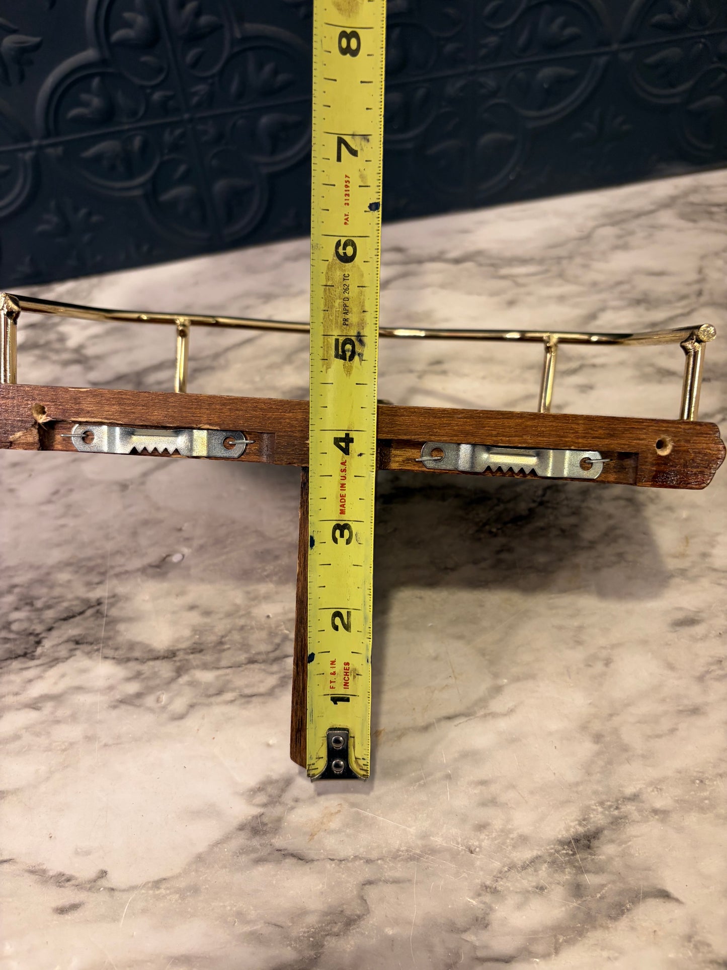 Wood Shelf/Candle Holder with Brass Detail