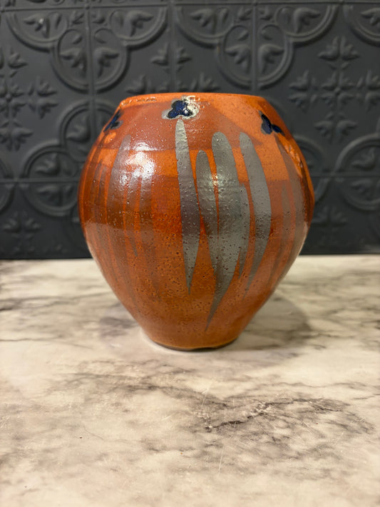 Rust Glaze Pottery Vase Signed HDB