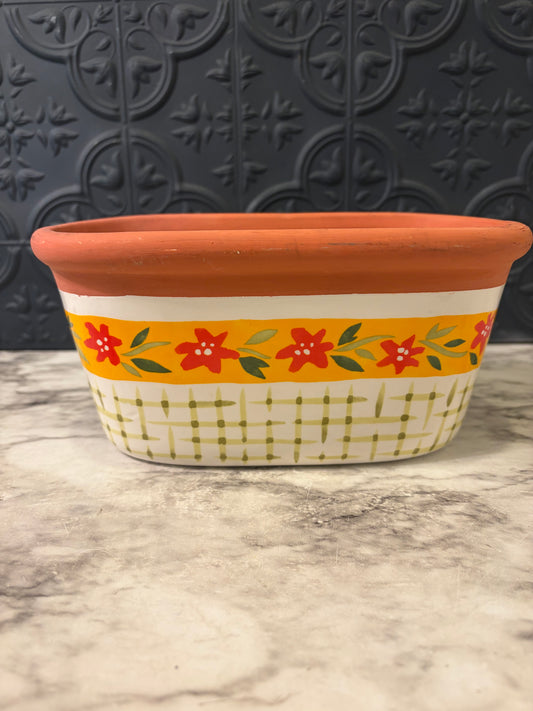 Oblong Terra cotta Pot with Flowers
