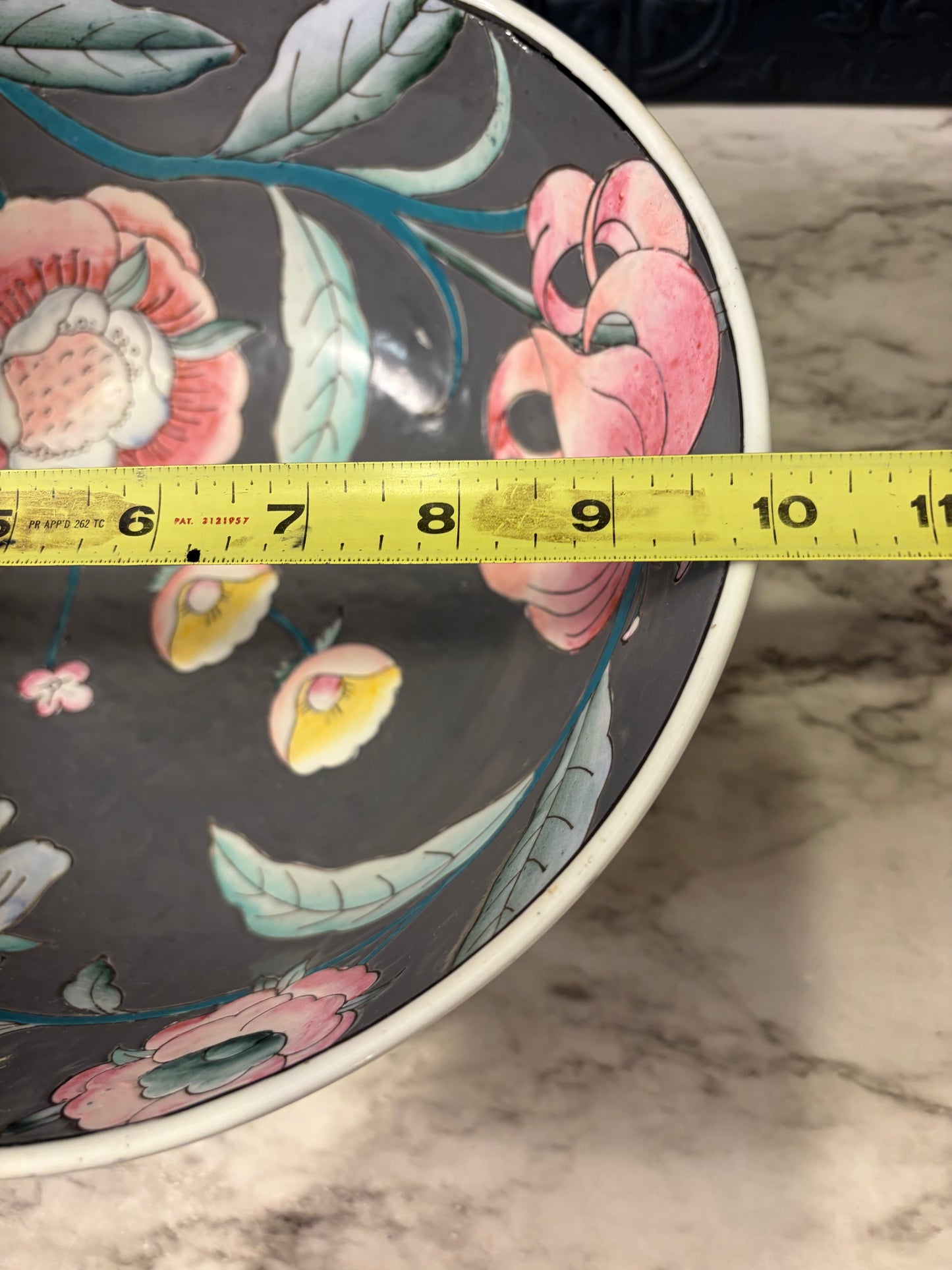 Macau Enamel Bowl Grey Pink and blue
